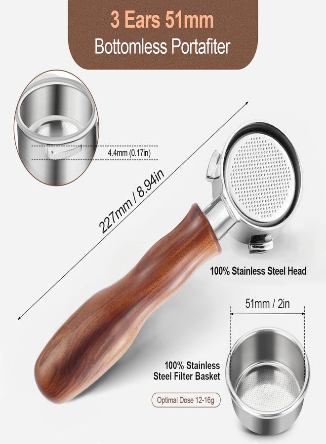 WhaleSiper 51mm Bottomless Portafilter with Puck Screen, 3 Ears Stainless Steel Head, Compatible with CASABREWS CM5418, 3700Essential, 3700Gense Espresso Machines, Includes 304 Stainless Steel Filter Basket - Image 3